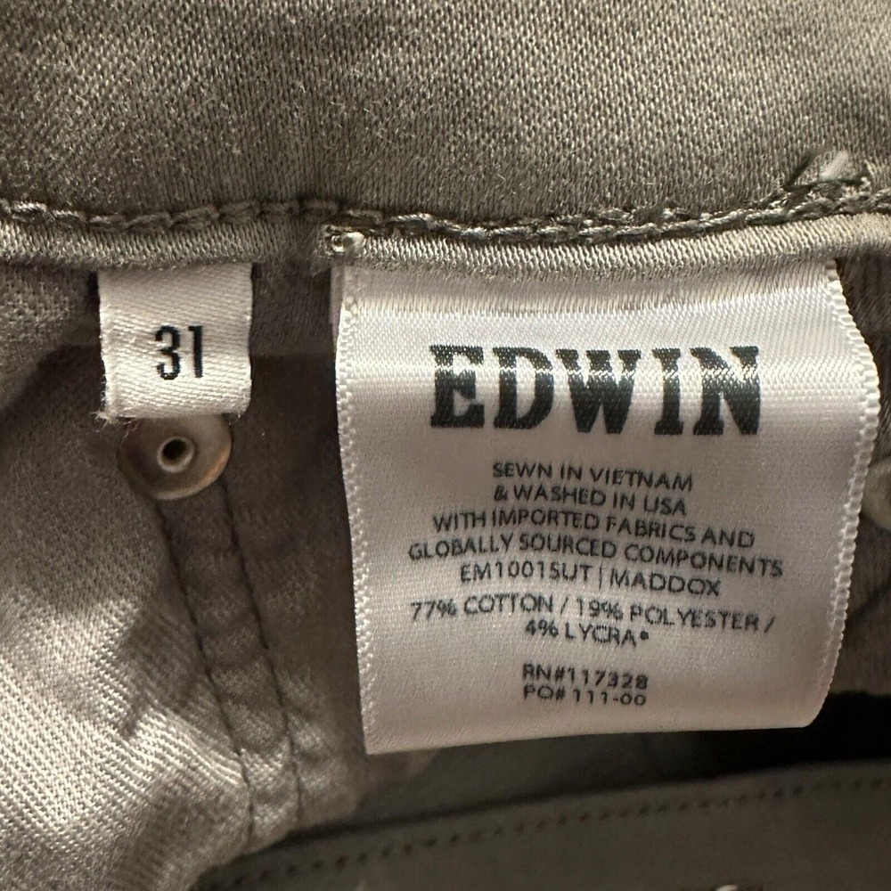 NEW EDWIN Maddox Endurance Designer Slim Straight Jeans Sage Size 31‎ (30x31) - Picture 5 of 6